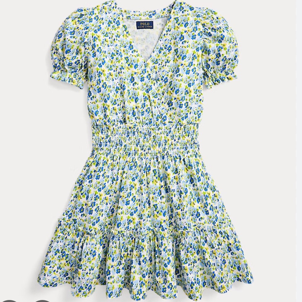 NWT Polo Ralph Lauren Girls Floral Smocked Jersey Dress Spring Summer